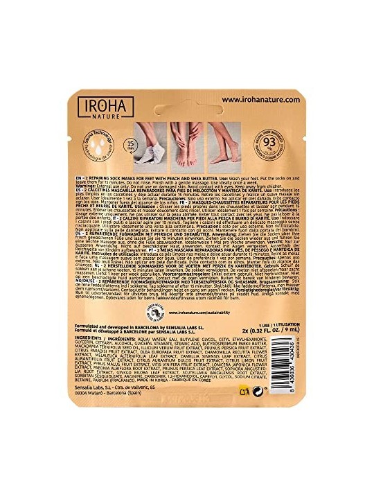 Maschera per piedi Iroha PEACH riparatori 2 unitï¿½ï¿½ unisex