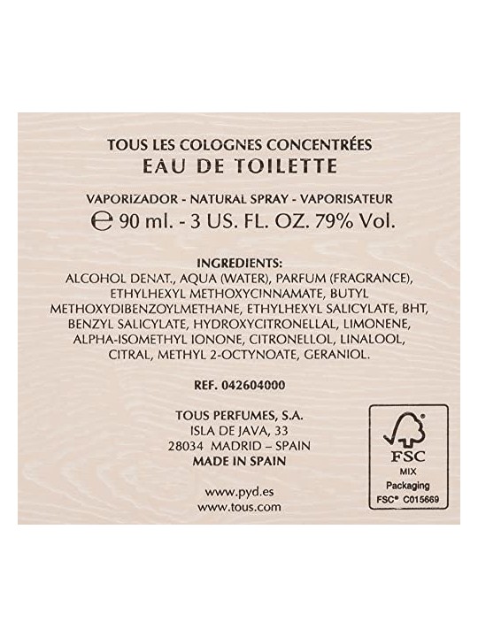 Tous tutte le colonie concentrate eau de toilette 90ml vaporizzatore donna