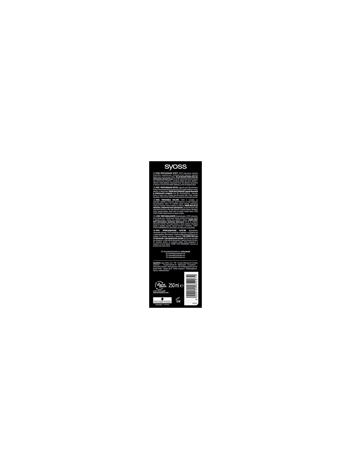 Syoss Gel per capelli per uomo Power Hold 5 Gel modellante 250ml Uomo