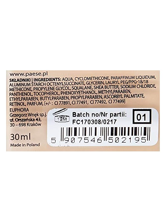 Fondotinta fluido coprente PAESE Long Cover 01 Light Beige 30ml