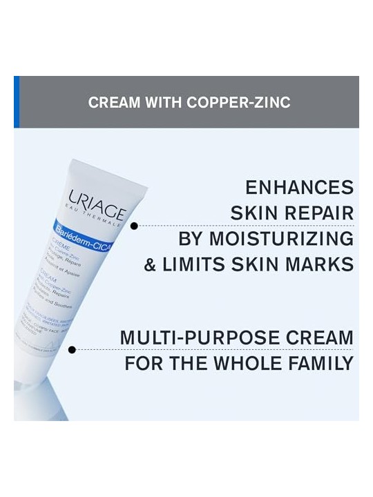 Uriage Crema riparatrice contenente rame e zinco Bariderm Cica Repairing CicaCream With CuZn unisex 40ml