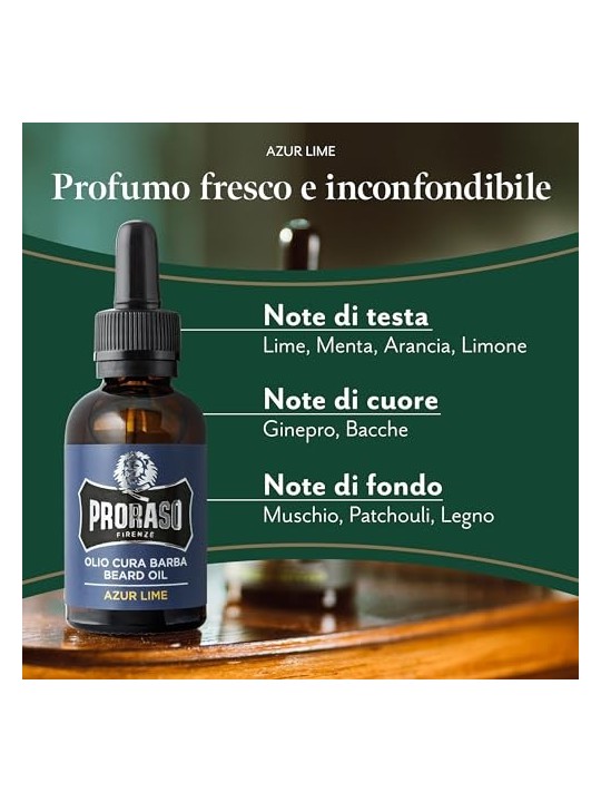 Olio da barba Proraso Azur Lime Agrumi Mediterranei Uomo 30ml