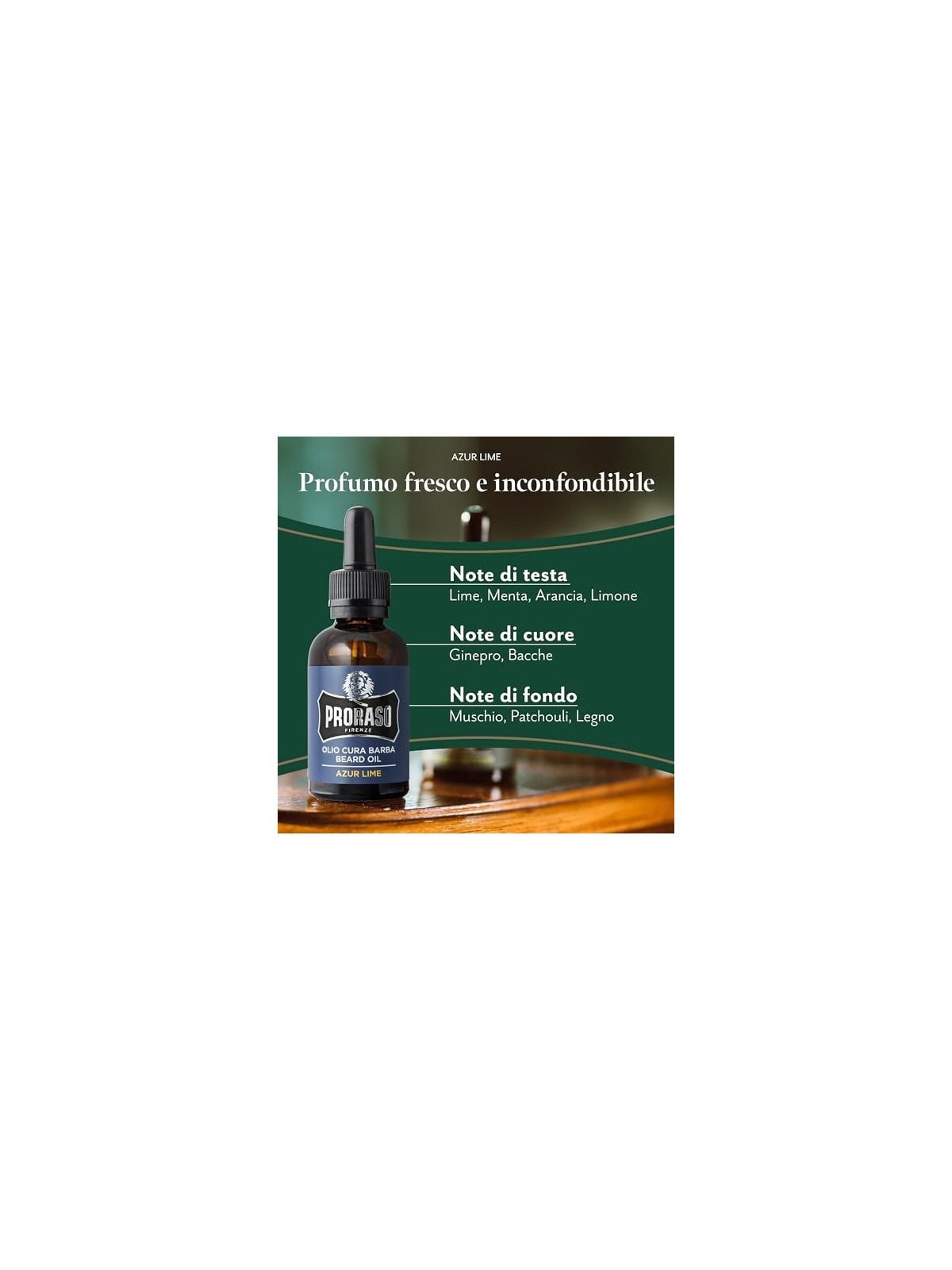 Olio da barba Proraso Azur Lime Agrumi Mediterranei Uomo 30ml