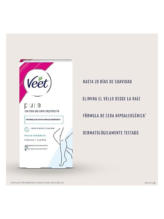 Veet PURE WAX BANDS pelle sensibile corpo 40 unit donna