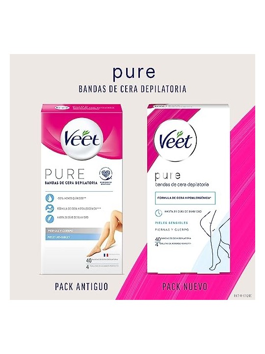 Veet PURE WAX BANDS pelle sensibile corpo 40 unit donna