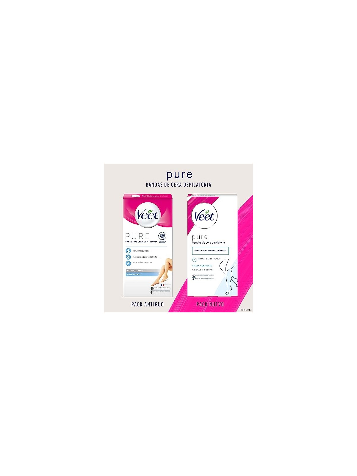 Veet PURE WAX BANDS pelle sensibile corpo 40 unit donna