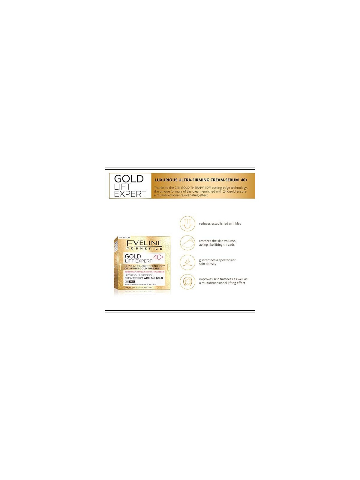 Siero-crema rassodante con oro 24k per pelli mature