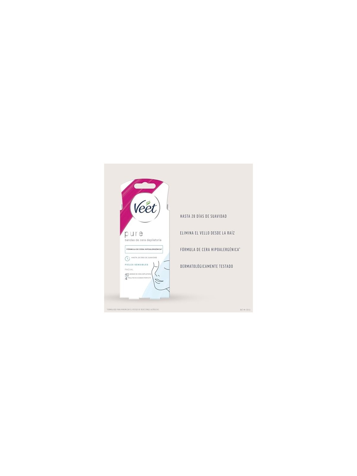 Veet PURE WAX BANDS pelle sensibile viso 40 unit donna