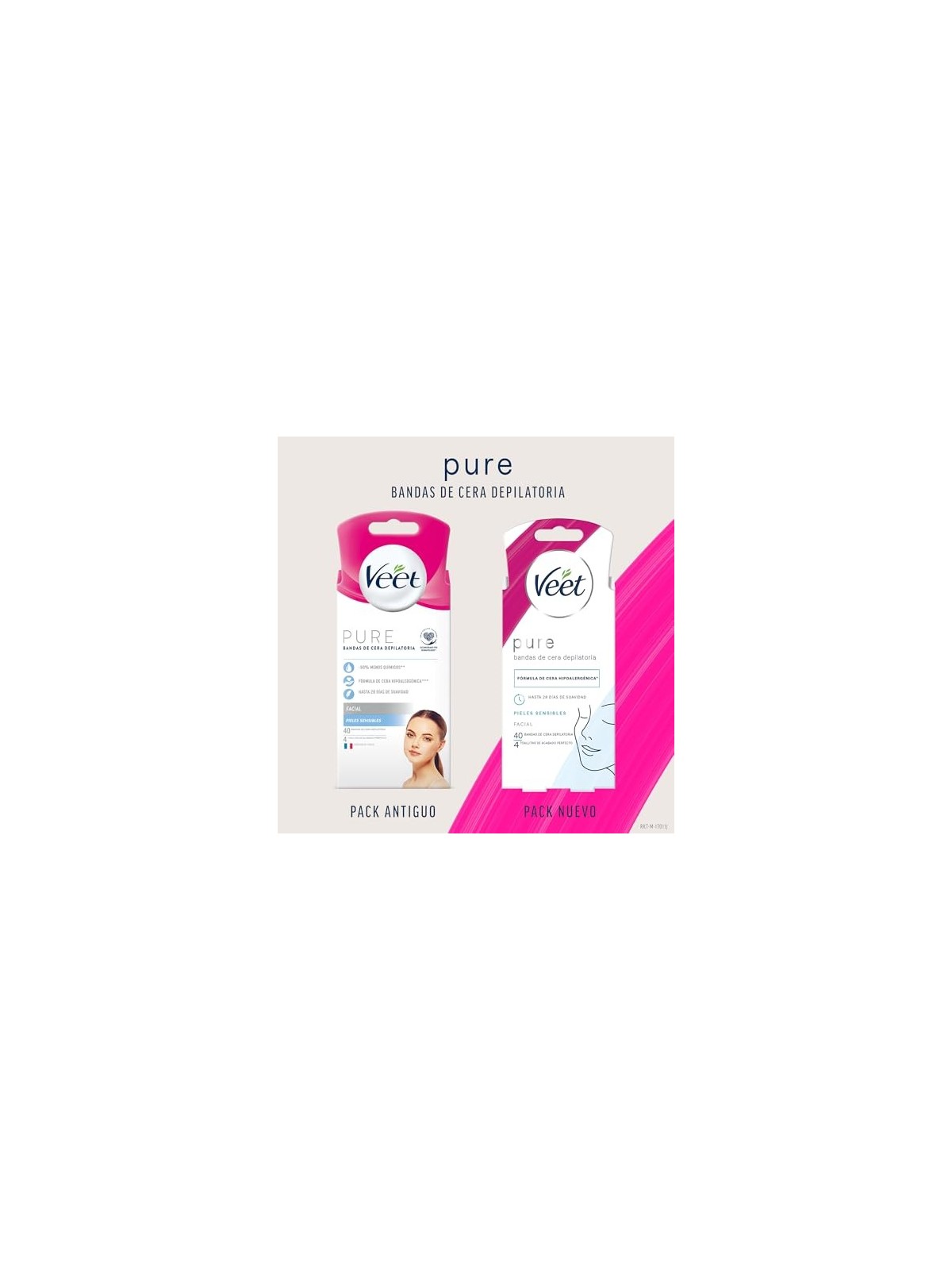 Veet PURE WAX BANDS pelle sensibile viso 40 unit donna