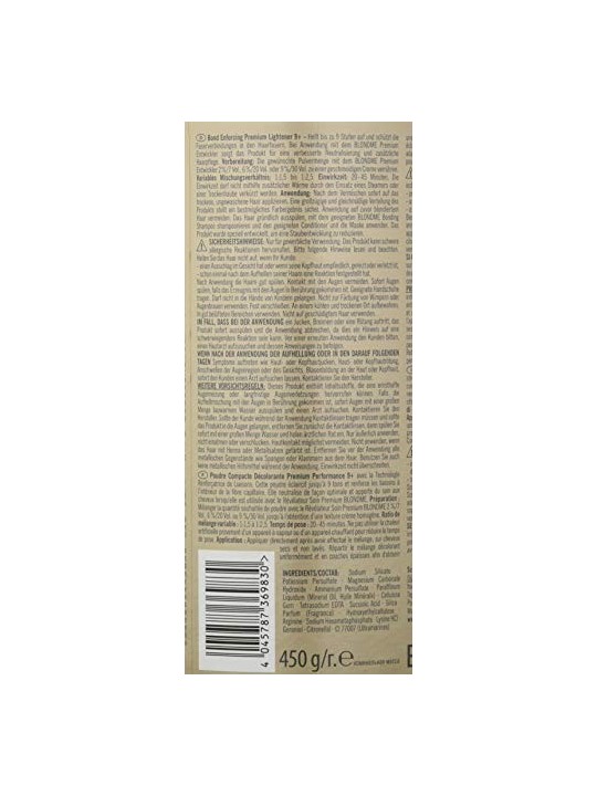 Schwarzkopf Professional Blond Me Bond Enforcing Premium Decolorante Colore dei capelli 9 donna 4500g