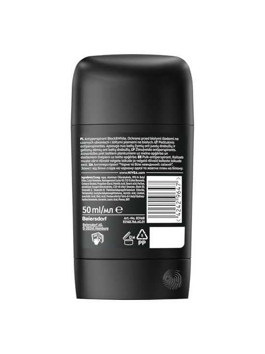 NIVEA Men BlackWhite Invisible Fresh stick antitraspirante 50ml