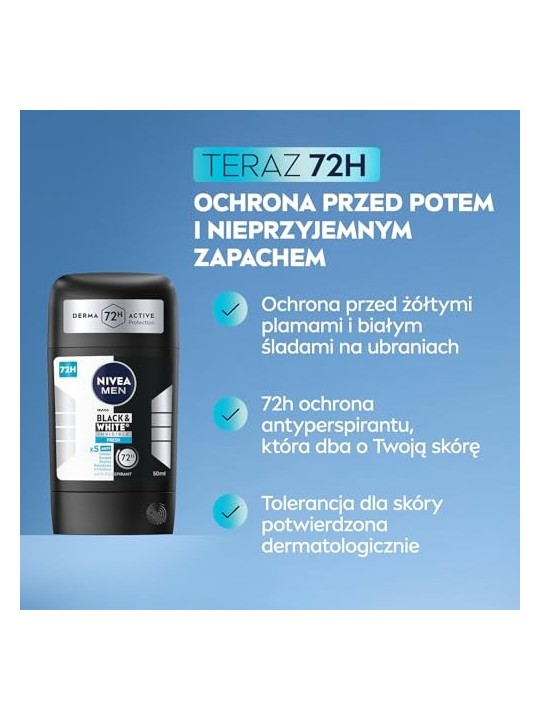 NIVEA Men BlackWhite Invisible Fresh stick antitraspirante 50ml