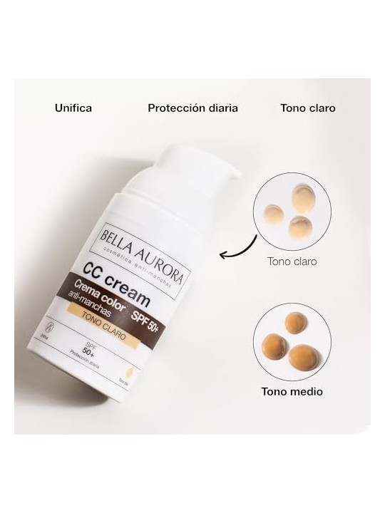 Bella Aurora CC CREAM antimacchie SPF50 tono chiaro donna