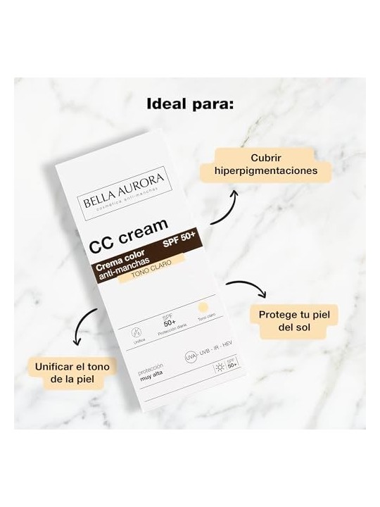 Bella Aurora CC CREAM antimacchie SPF50 tono chiaro donna