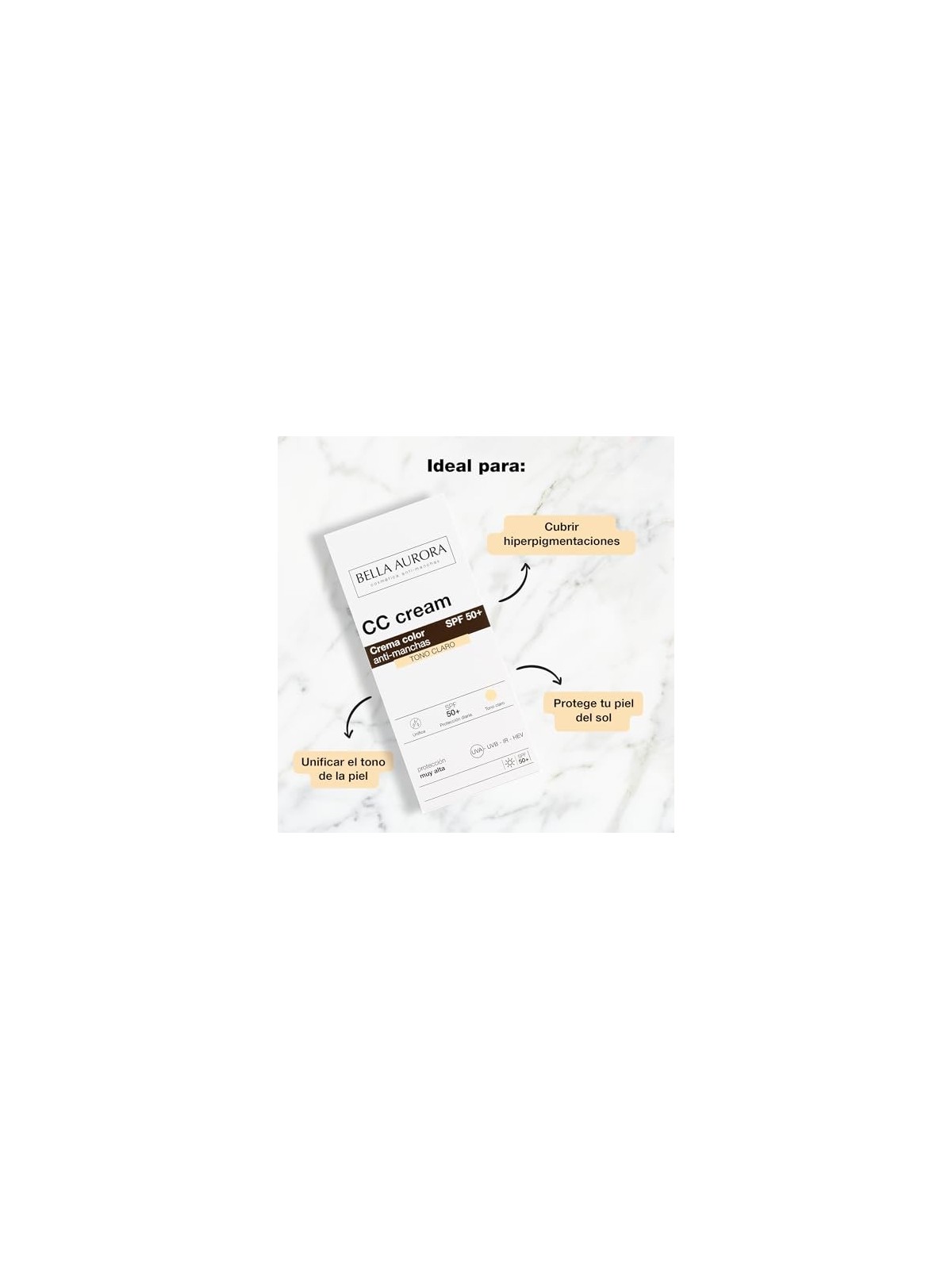 Bella Aurora CC CREAM antimacchie SPF50 tono chiaro donna