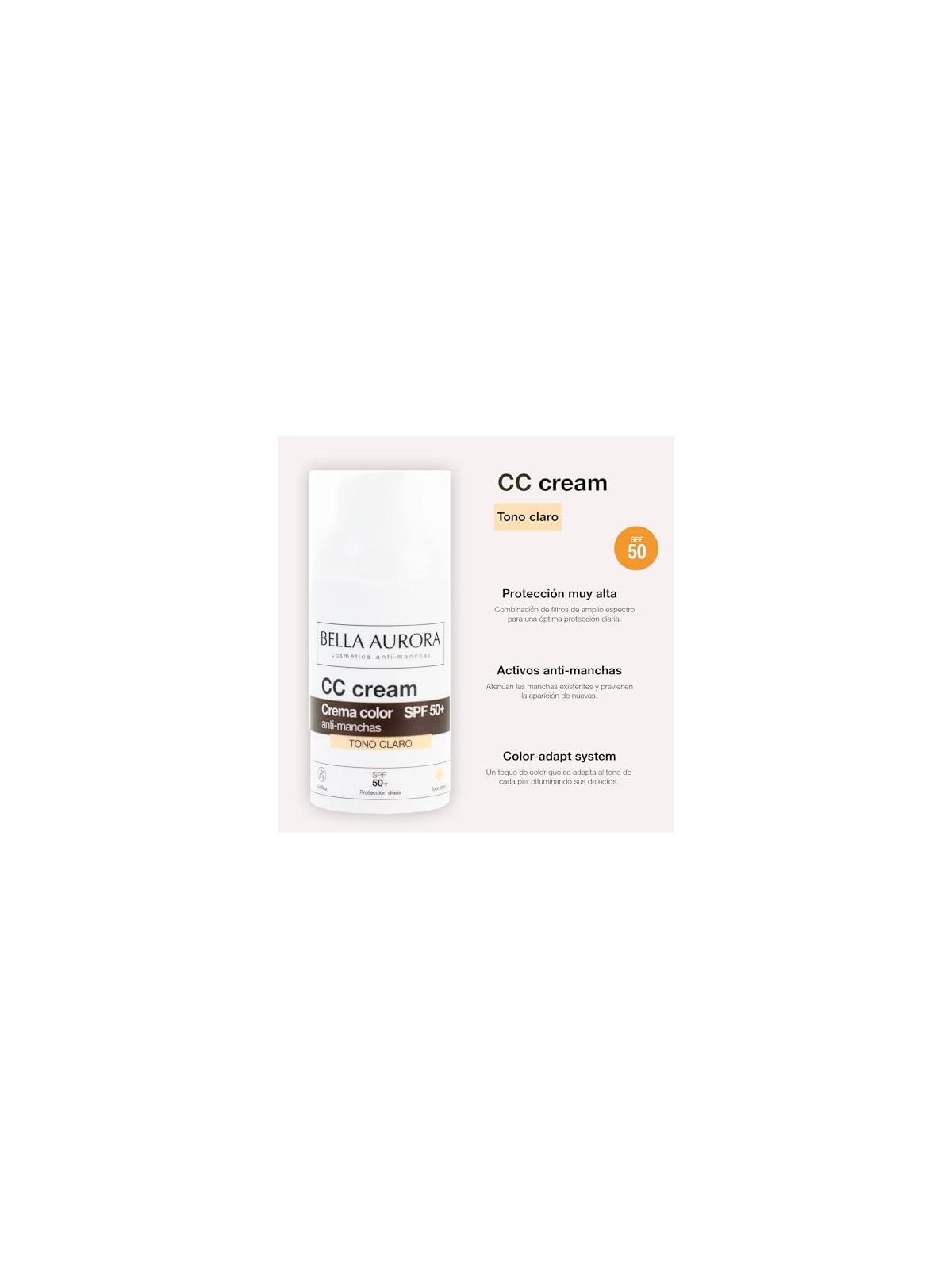 Bella Aurora CC CREAM antimacchie SPF50 tono chiaro donna