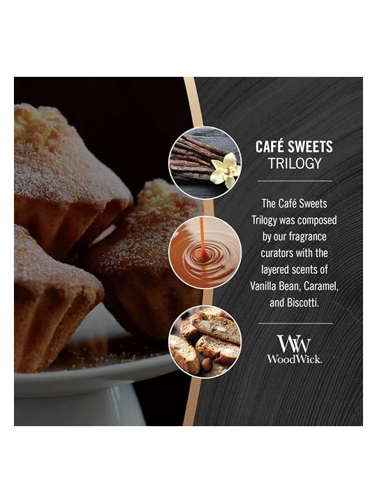WoodWick Cafe Dolci Trilogy Nave dessert al caff Candela profumata 4536g
