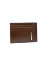 Piquadro Blue Square Leather Card Holder in Mahogany Unisex