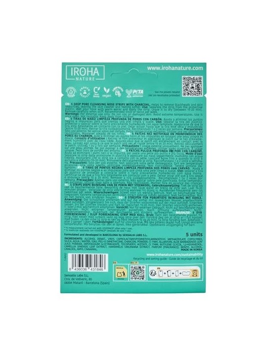 Iroha DETOX CHARCOAL BLACK Nose Strips 5pcs Women