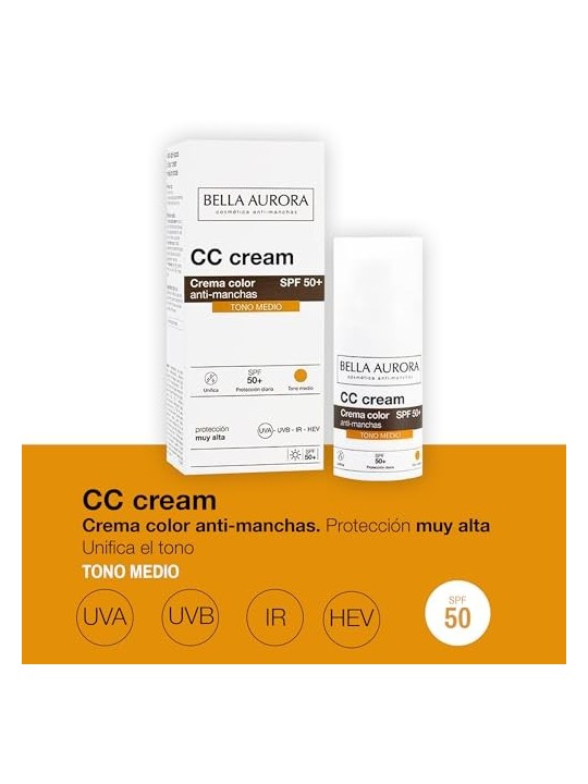 Bella Aurora CC CREAM antimacchie SPF50 tono medio donna