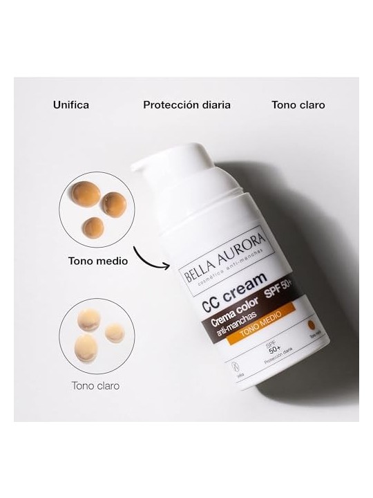 Bella Aurora CC CREAM antimacchie SPF50 tono medio donna
