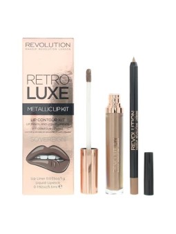 Set Makeup Revolution Retro Luxe Rossetto Liquido Metallico Sovereign 55ml e Matita Labbra Sovereign 1g Donna