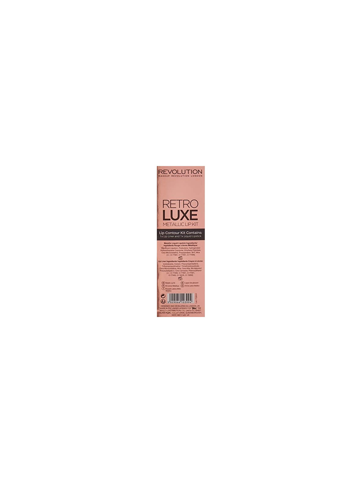 Set Makeup Revolution Retro Luxe Rossetto Liquido Metallico Sovereign 55ml e Matita Labbra Sovereign 1g Donna