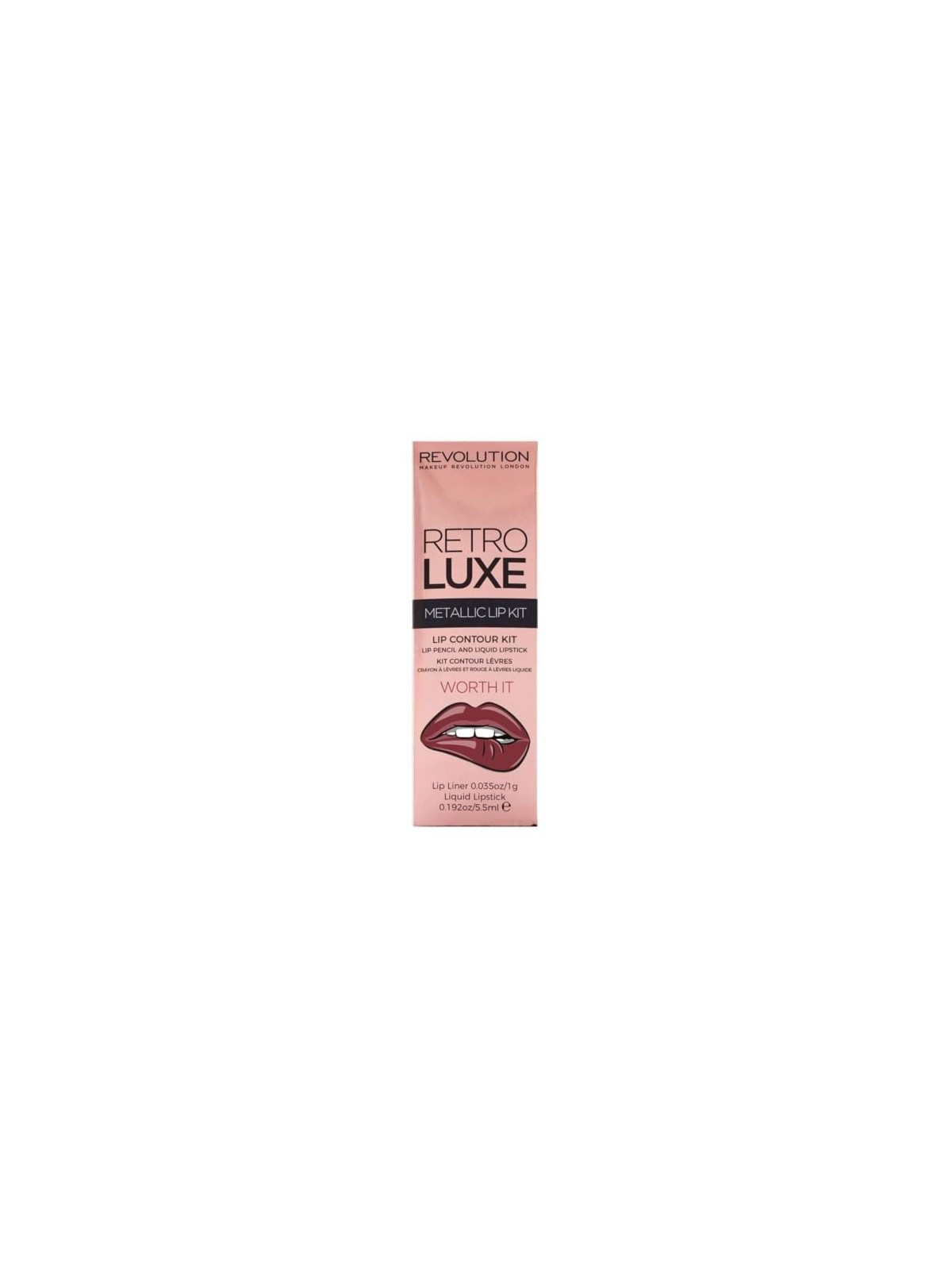 Set Makeup Revolution Rossetto Liquido Metallico Retro Luxe Worth It 55ml e Matita Labbra Retro Luxe Worth It 1g donna
