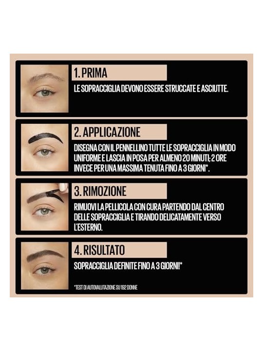 Maybelline Colore semipermanente delle sopracciglia Colore sopracciglia Tattoo Brow donna Medium Brown