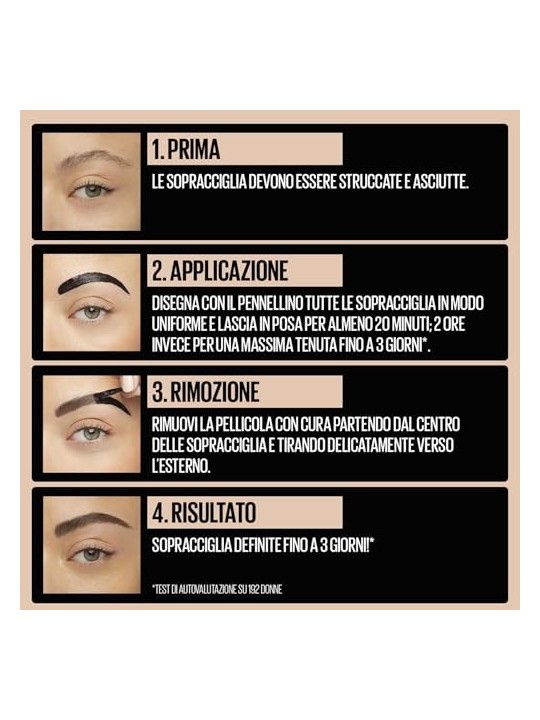 Maybelline Colore semipermanente delle sopracciglia Colore sopracciglia Tattoo Brow donna Light Brown