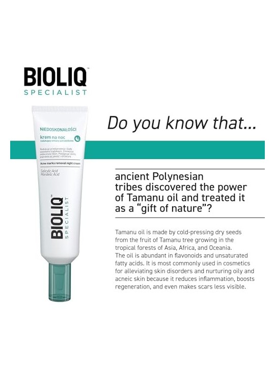 BIOLIQ Crema notte specialistica che riduce le lesioni dell'acne 30ml