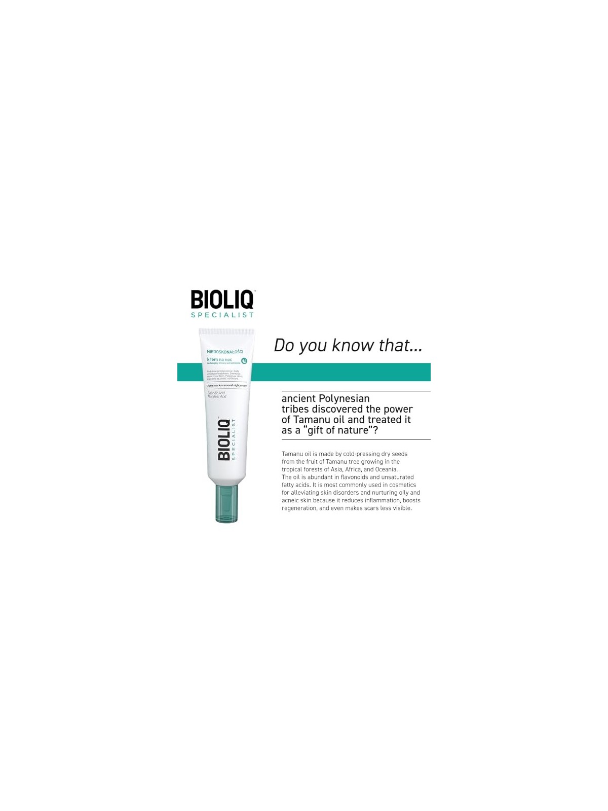 BIOLIQ Crema notte specialistica che riduce le lesioni dell'acne 30ml