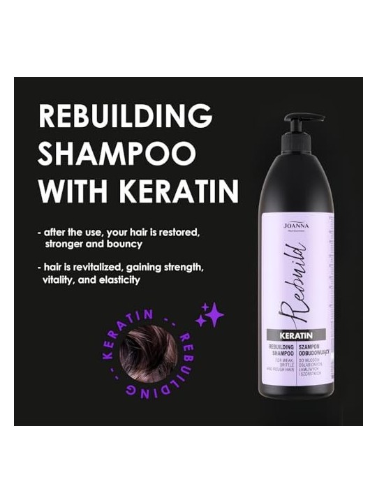 JOANNA PROFESSIONAL Keratin Rebuilding Hair Shampoo shampoo ricostruttivo per capelli indeboliti con cheratina 1000ml