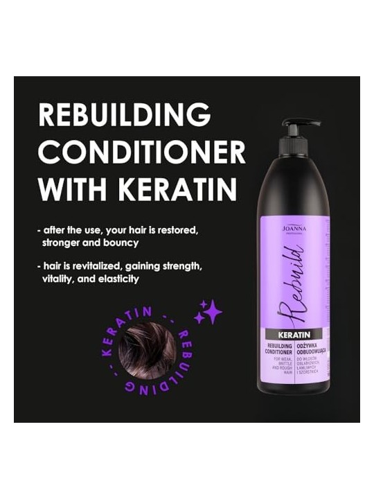 JOANNA PROFESSIONAL Keratin Rebuilding Hair Conditioner balsamo ricostruttivo per capelli indeboliti con cheratina 1000ml