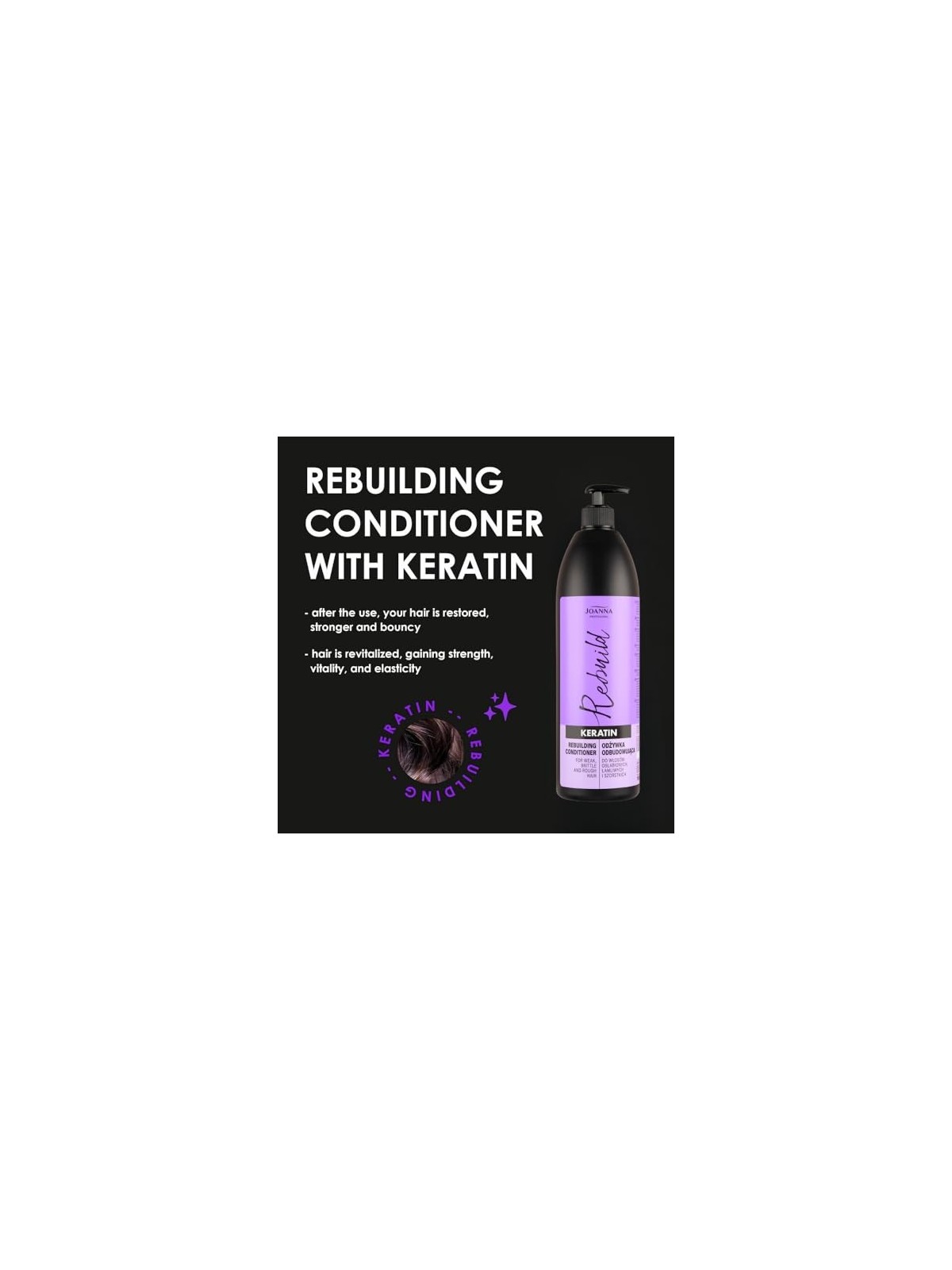 JOANNA PROFESSIONAL Keratin Rebuilding Hair Conditioner balsamo ricostruttivo per capelli indeboliti con cheratina 1000ml