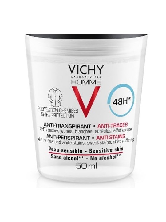 Vichy Homme 48H Anti-Transpirant Deo Roll-On uomo 50ml Anti-Traces