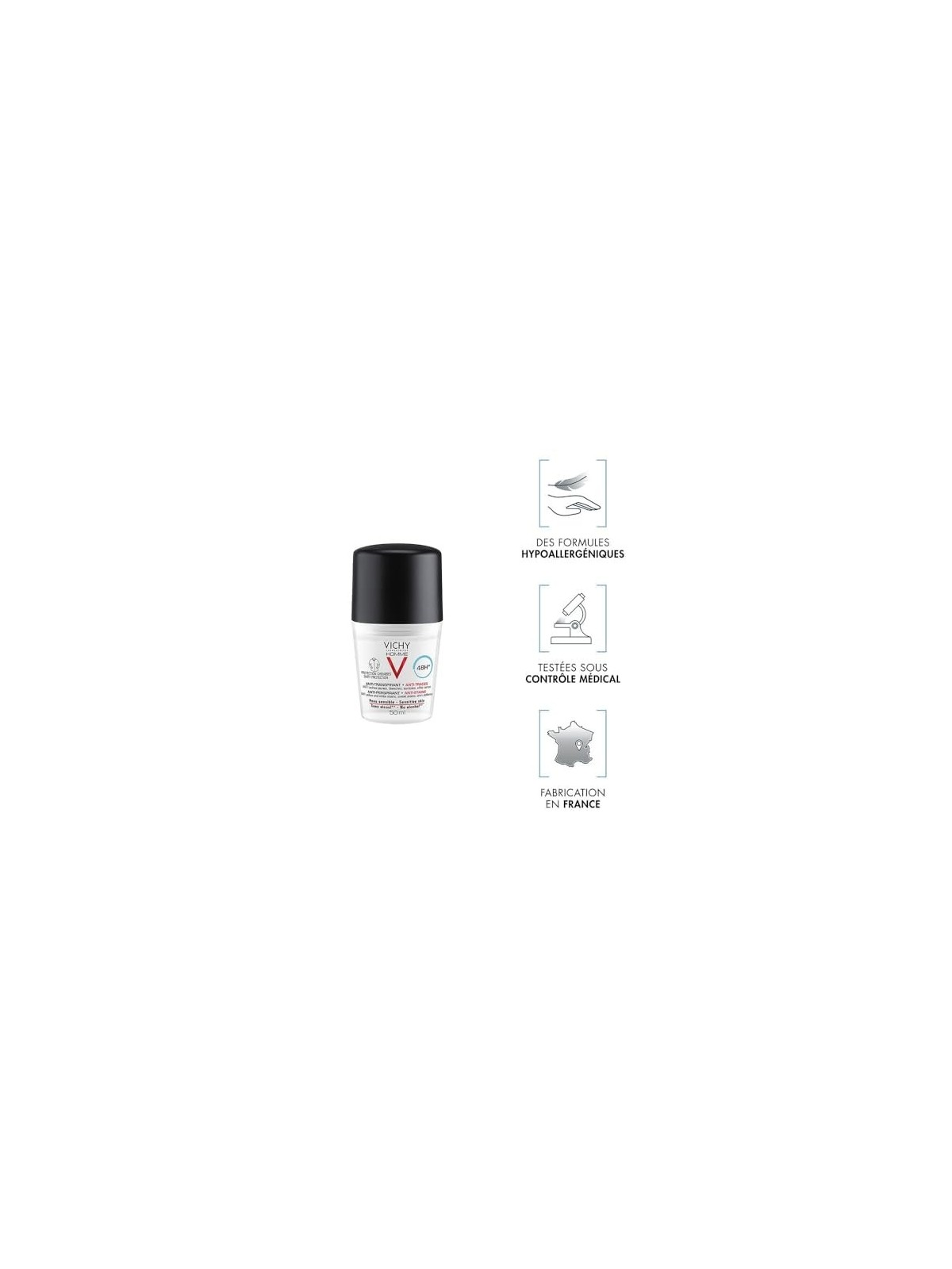 Vichy Homme 48H Anti-Transpirant Deo Roll-On uomo 50ml Anti-Traces