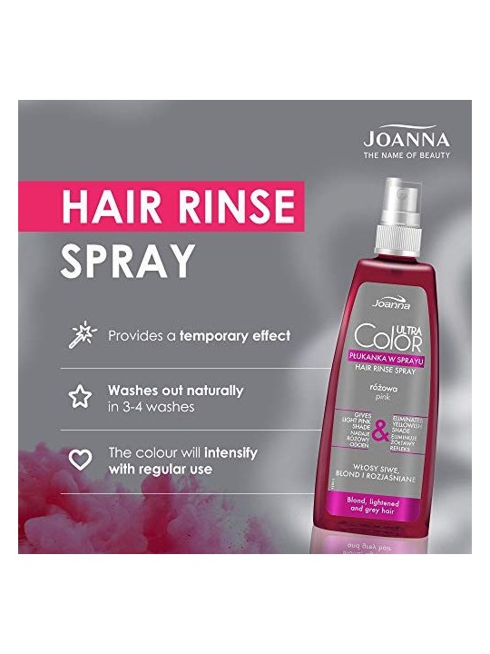 JOANNA Ultra Color System Hair Rinse Spray Pink spray risciacquo donando una sfumatura rosa Rosa 150ml