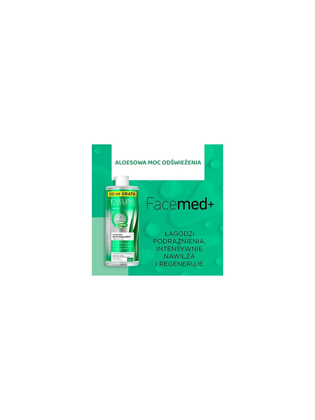 EVELINE Facemed fluido micellare all'aloe 3in1 rinfrescante lenitivo 400ml