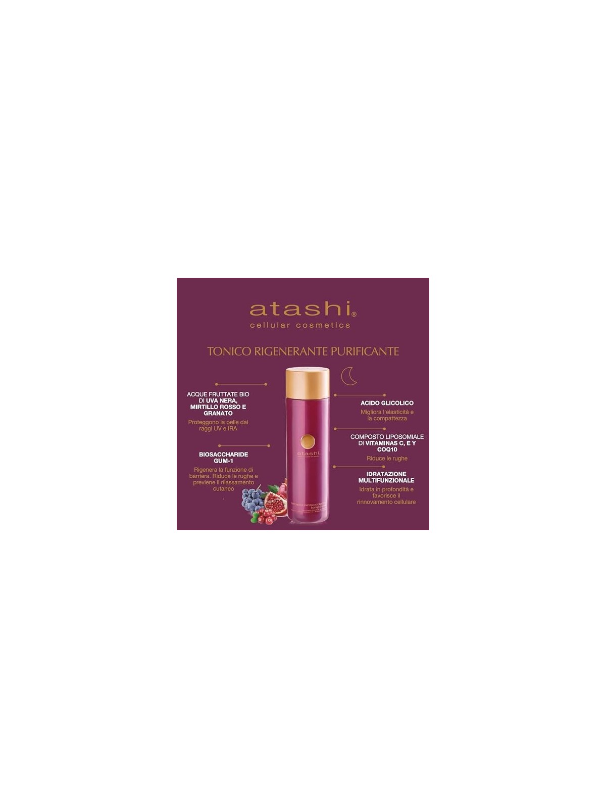 Tonico Purificante Atashi Difesa della Pelle Cellulare Antiossidante 250ml Donna