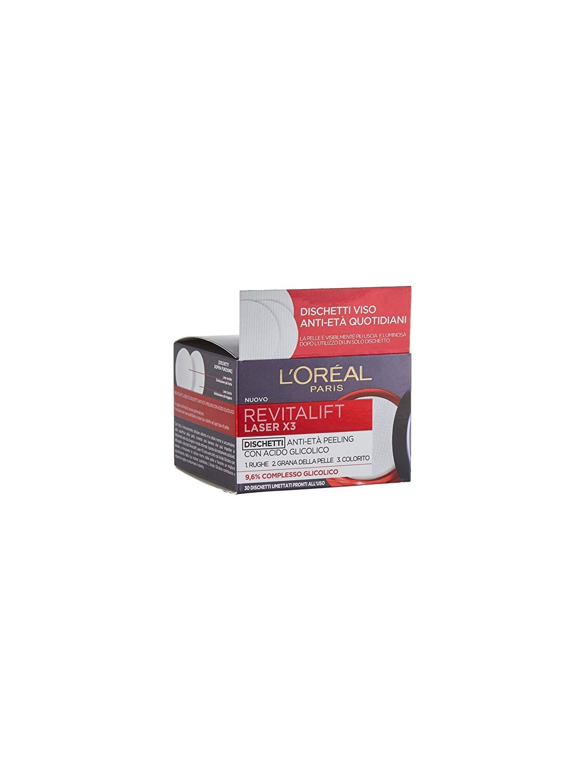 Revitalift Laser X3 Acido Glicolico AntiEt PeelOff Pads 30 pezzi