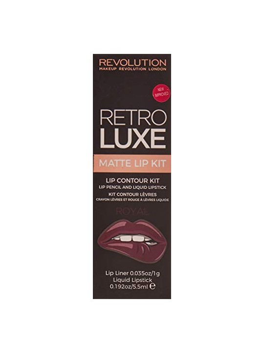 Set Makeup Revolution Retro Luxe Rossetto Liquido Matte Royal 55ml e Matita Labbra Retro Luxe Royal 1g donna