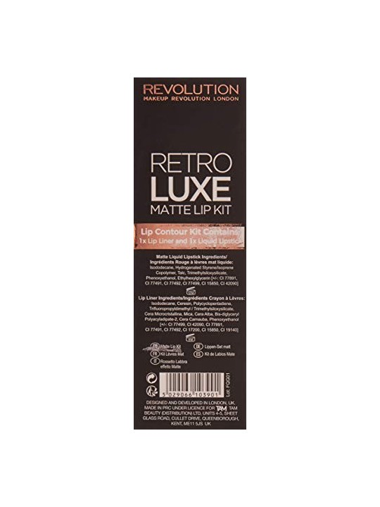 Set Makeup Revolution Retro Luxe Rossetto Liquido Matte Royal 55ml e Matita Labbra Retro Luxe Royal 1g donna