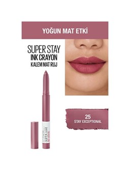Maybelline Rossetto Matte Stay Rossetto Super Stay pastello inchiostro donna 25 Stay Exceptional