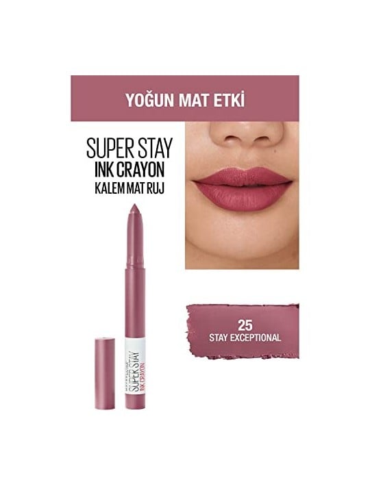 Maybelline Rossetto Matte Stay Rossetto Super Stay pastello inchiostro donna 25 Stay Exceptional