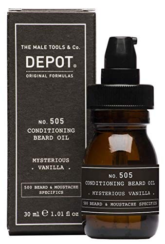 Depot 500 Beard Mustache Specifics No 505 Beard Oil Misterious Vanilla Vitamin E For Shine Softness 30ml donna