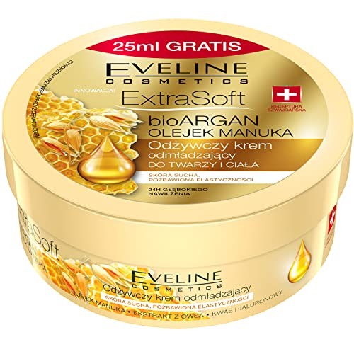 EVELINE Extra Soft Bio Argan crema nutriente rigenerante per viso e corpo Olio di Manuka 175ml