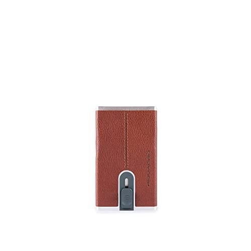 Piquadro Blue Square Leather Card Holder Square Sliding System PP4891B3R Brown uomo