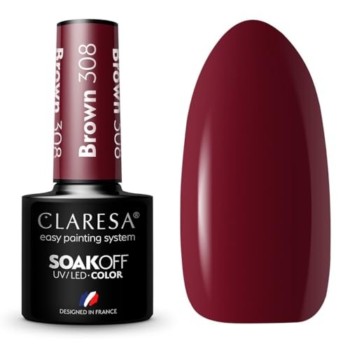 CLARESA Soak Off Vernice ibrida UVLED Marrone 308 5g