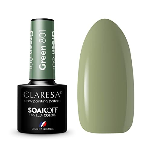 CLARESA Soak Off Vernice ibrida UVLED Verde 801 5g